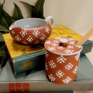 MCM Zeuthen Keramik Denmark Redware Creamer & Sugar